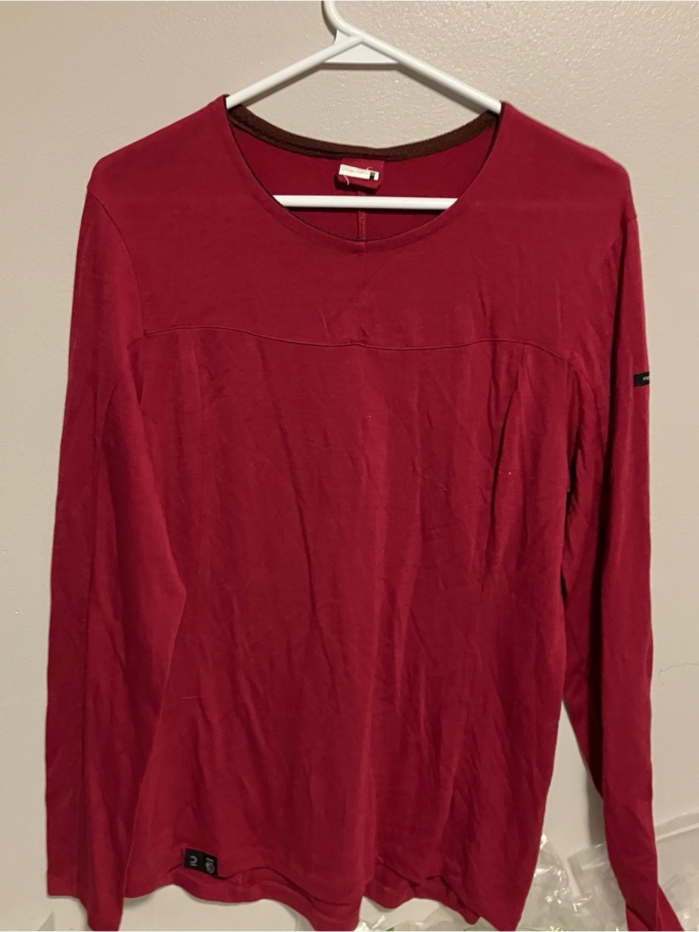 Merino wool maroon shirt long sleeve